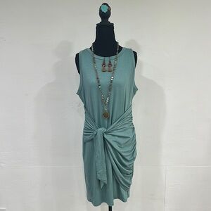 Elegant Teal Midi Dress with necklace, bracelet & earrings
